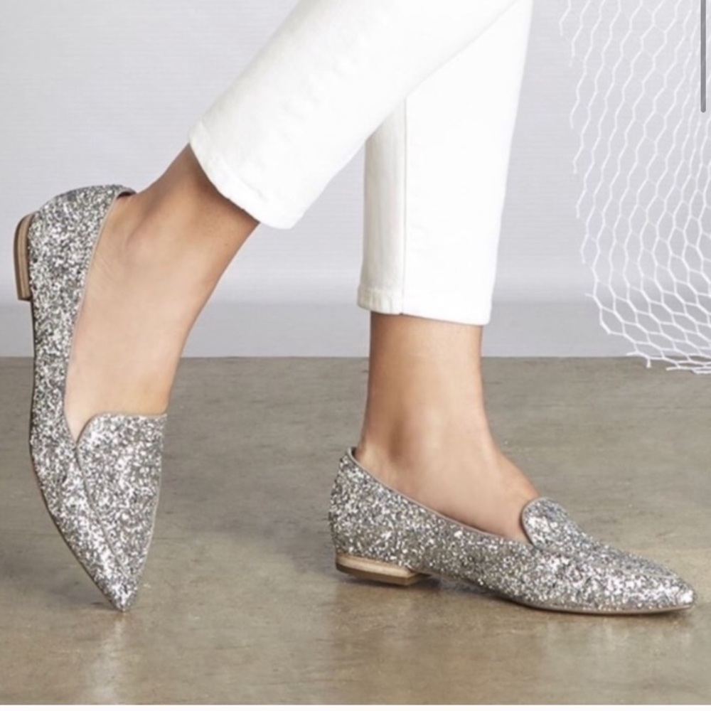 Sole Society Camilla Silver Glitter flats